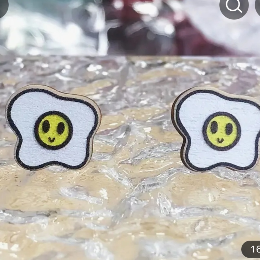 egg earrings new wooden